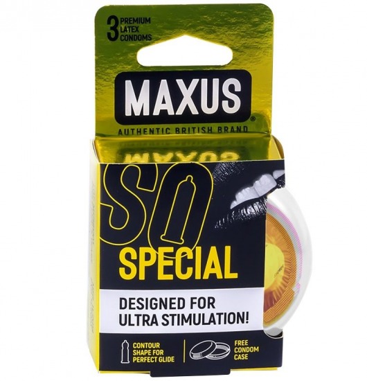 Презервативы с точками и рёбрами в пластиковом кейсе MAXUS Special - 3 шт. - Maxus - купить с доставкой в Химках