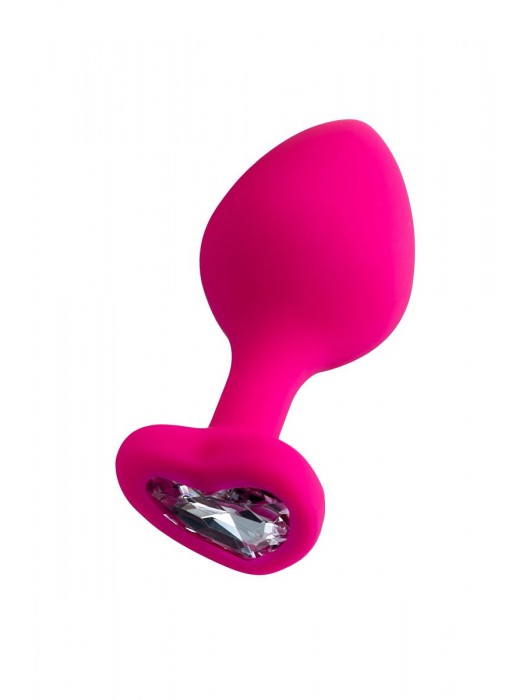 Розовая анальная втулка Diamond Heart с прозрачным кристаллом - 8 см. - ToyFa - купить с доставкой в Химках
