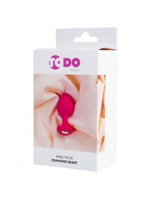 Розовая анальная втулка Diamond Heart с прозрачным кристаллом - 8 см. - ToyFa - купить с доставкой в Химках