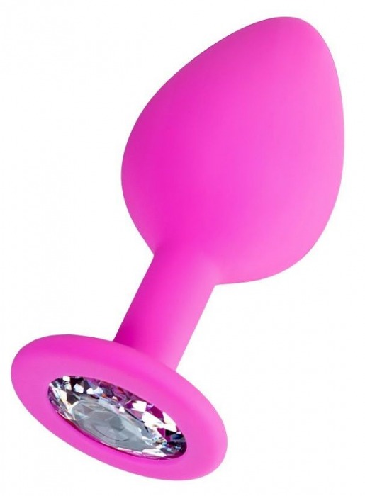 Розовая анальная втулка Brilliant с прозрачным кристаллом - 8 см. - ToyFa - купить с доставкой в Химках