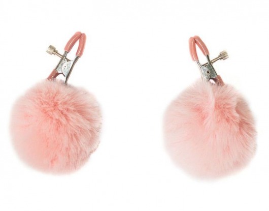 Зажимы на соски Angelic с розовыми меховыми шариками - Lola Games - купить с доставкой в Химках