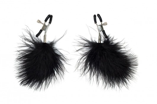 Зажимы на соски с черным пухом Euphoric - Lola Games - купить с доставкой в Химках