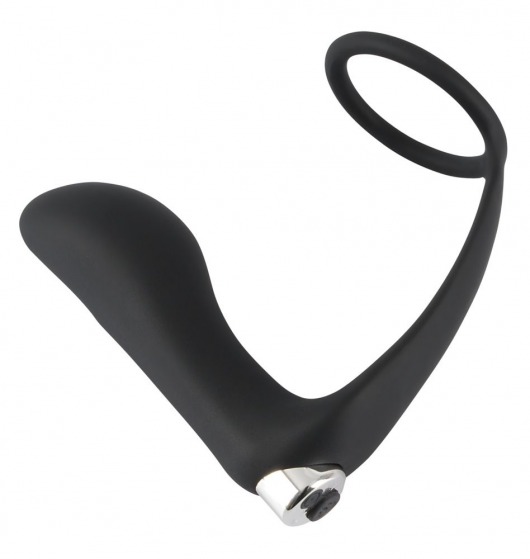Черное эрекционное кольцо с анальной вибропробкой Vibrating Ring   Plug - Orion - в Химках купить с доставкой