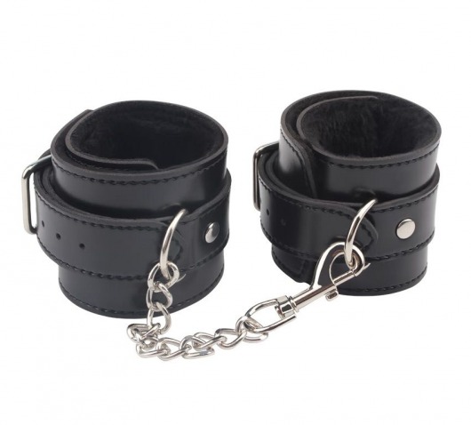 Черные оковы на ноги Obey Me Leather Ankle Cuffs - Chisa - купить с доставкой в Химках