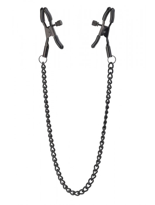 Черные зажимы на соски на цепочке BLAZE DELUXE NIPPLE CLAMPS - Dream Toys - купить с доставкой в Химках