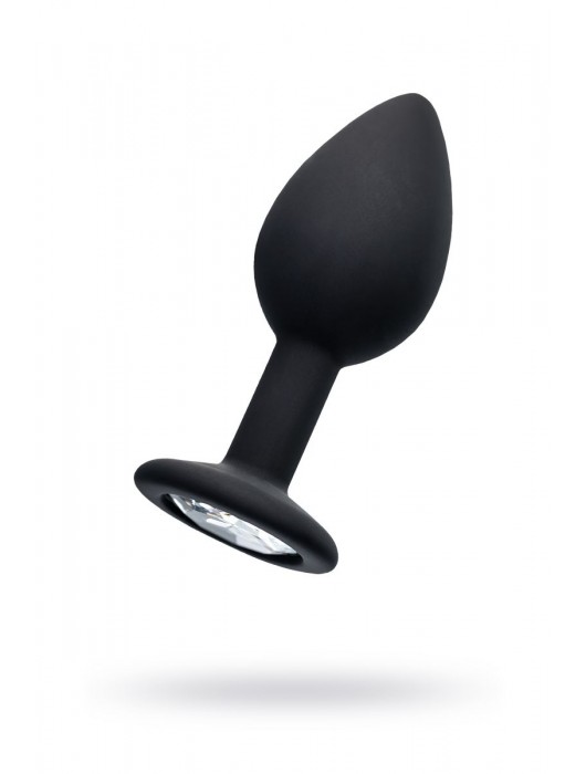 Черная анальная втулка с прозрачным стразом - 7,2 см. - POPO Pleasure - купить с доставкой в Химках