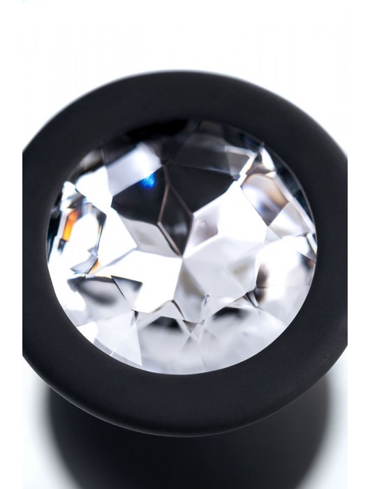 Черная анальная втулка с прозрачным стразом - 7,2 см. - POPO Pleasure - купить с доставкой в Химках