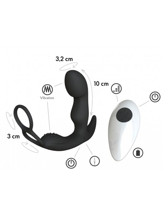 Черный вибромассажер простаты Taurus с эрекционным кольцом - Le Frivole - в Химках купить с доставкой