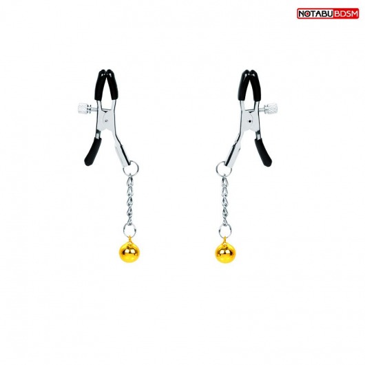 Оригинальные зажимы на соски с желтыми шариками - Notabu - купить с доставкой в Химках