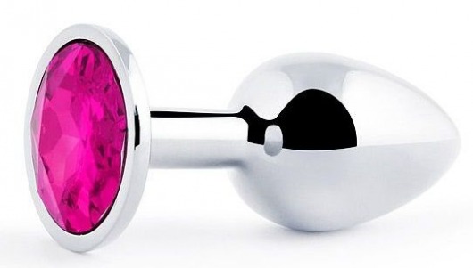 Серебристая анальная пробка с малиновым кристаллом - 7,2 см. - Anal Jewelry Plug - купить с доставкой в Химках