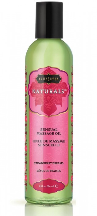 Массажное масло Naturals Strawberry Dreams с ароматом клубники - 236 мл. - Kama Sutra - купить с доставкой в Химках