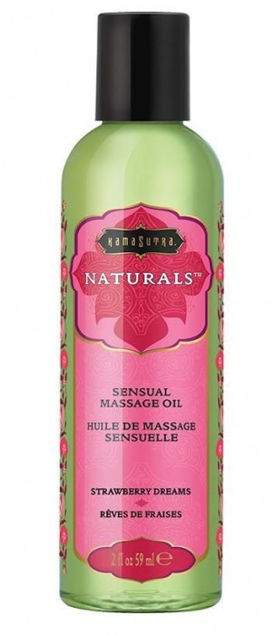 Массажное масло Naturals Strawberry Dreams с ароматом клубники - 59 мл. - Kama Sutra - купить с доставкой в Химках