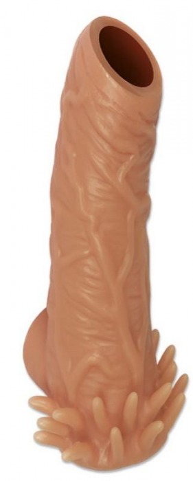 Телесная насадка с усиками и открытой головкой Nude Sleeve M - 12 см. - KOKOS - в Химках купить с доставкой