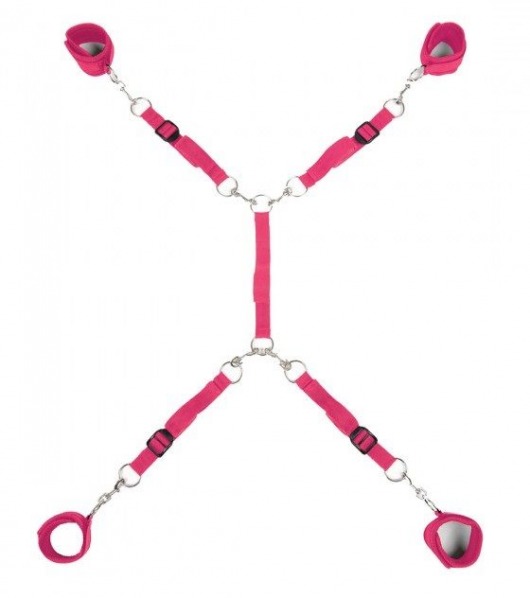 Ярко-розовый набор фиксаций на кровати Classic Bed Spreader - Lux Fetish - купить с доставкой в Химках