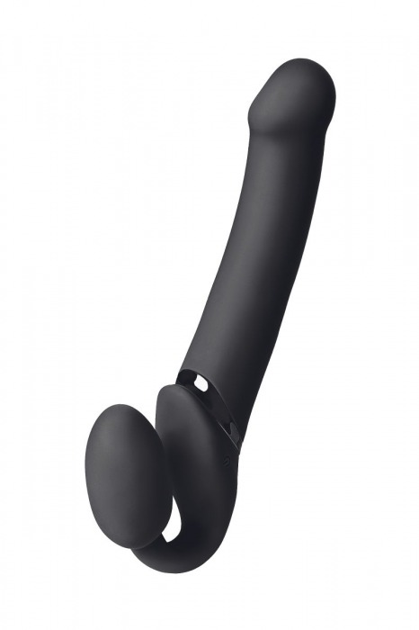 Черный безремневой вибрострапон Vibrating Bendable Strap-On L - Strap-on-me - купить с доставкой в Химках