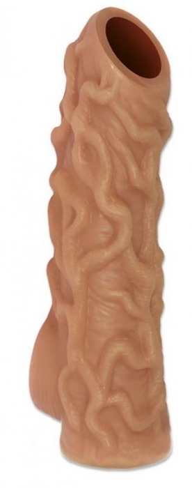 Телесная насадка с венками и открытой головкой Nude Sleeve S - 10 см. - KOKOS - в Химках купить с доставкой