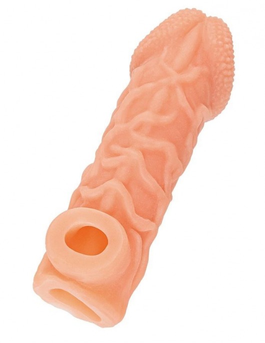 Телесная закрытая насадка с венками Cock Sleeve Size S - 13,8 см. - KOKOS - в Химках купить с доставкой