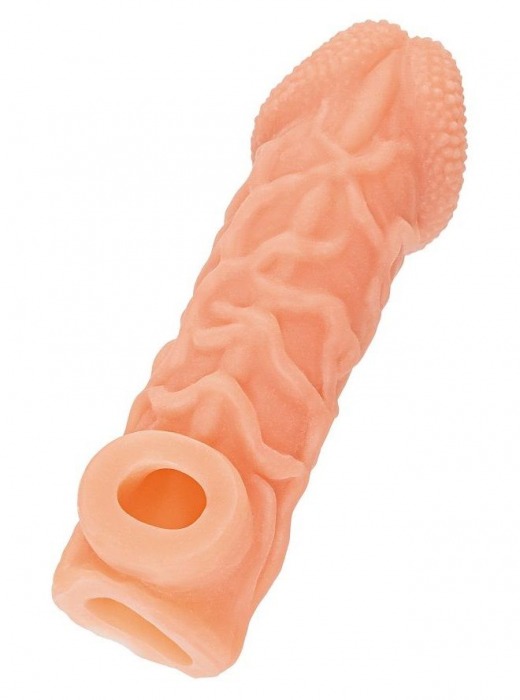 Телесная закрытая насадка с венками Cock Sleeve Size L - 17,6 см. - KOKOS - в Химках купить с доставкой