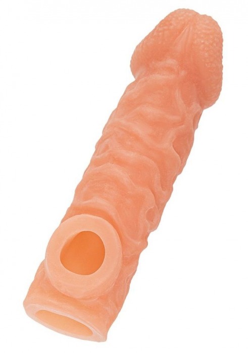 Телесная закрытая насадка с шершавой головкой Cock Sleeve Size M - 15,6 см. - KOKOS - в Химках купить с доставкой