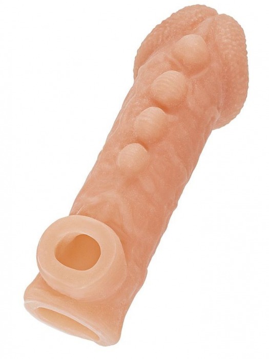Телесная закрытая насадка с шишечками Cock Sleeve Size L - 17,6 см. - KOKOS - в Химках купить с доставкой