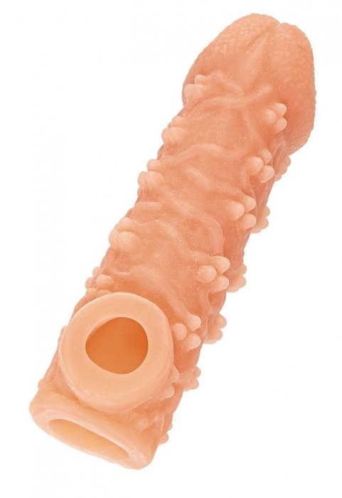 Телесная закрытая насадка с пучками шишечек Cock Sleeve Size M - 15,6 см. - KOKOS - в Химках купить с доставкой