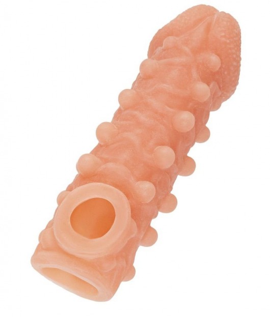 Телесная закрытая насадка с шариками Cock Sleeve Size S - 13,8 см. - KOKOS - в Химках купить с доставкой