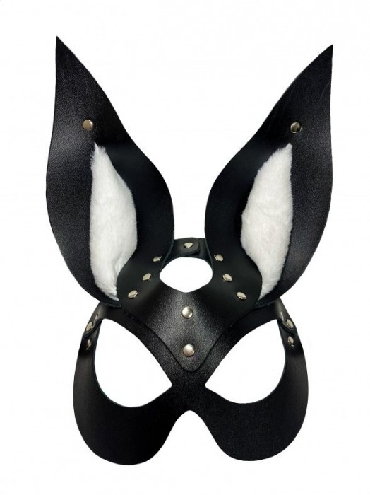 Черная маска зайки с белым мехом на ушках Miss Bunny - БДСМ Арсенал - купить с доставкой в Химках
