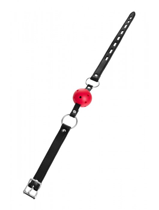 Красный кляп-шар на черных ремешках - ToyFa - купить с доставкой в Химках
