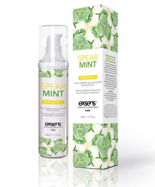 Разогревающее массажное масло Gourmet Spearmint Organic с органическими ингредиентами - 50 мл. - Exsens - купить с доставкой в Химках