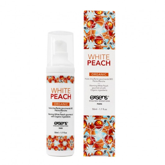 Разогревающее массажное масло Gourmet White Peach Organic с органическими ингредиентами - 50 мл. - Exsens - купить с доставкой в Химках