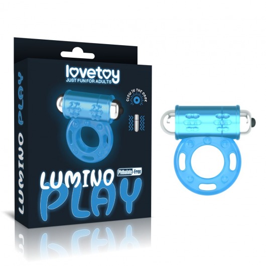 Голубое, светящееся в темноте эрекционное виброкольцо Lumino Play Vibrating Penis Ring - Lovetoy - в Химках купить с доставкой