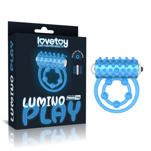 Голубое, светящееся в темноте виброкольцо Lumino Play Vibrating Penis Ring - Lovetoy - в Химках купить с доставкой