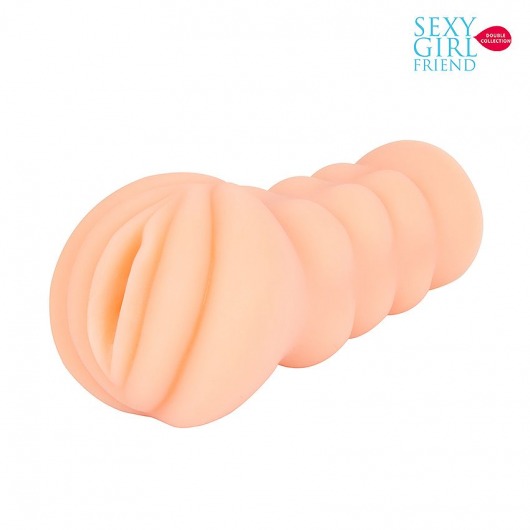 Телесный мастурбатор-вагина с комплектом эрекционных колец - Bior toys - в Химках купить с доставкой