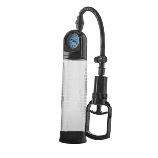 Прозрачная вакуумная помпа с манометром Deluxe Penis Pump - Dream Toys - в Химках купить с доставкой