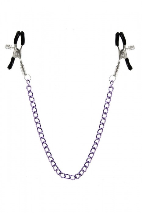 Зажимы для сосков с фиолетовой цепочкой Sweet Caress Nipple Chain - Sweet Caress - купить с доставкой в Химках