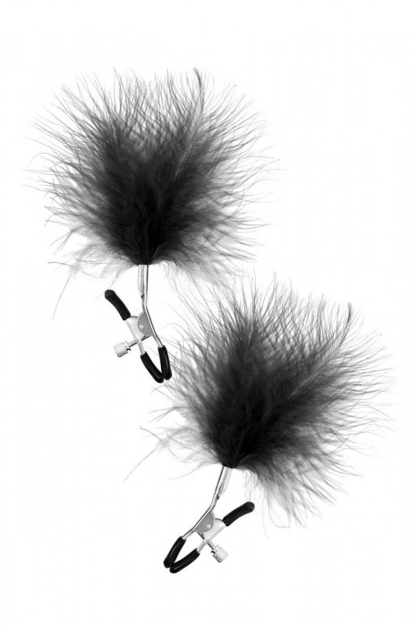 Зажимы на соски с черными пуховыми кисточками Sweet Caress Feather Nipple Clumps - Sweet Caress - купить с доставкой в Химках