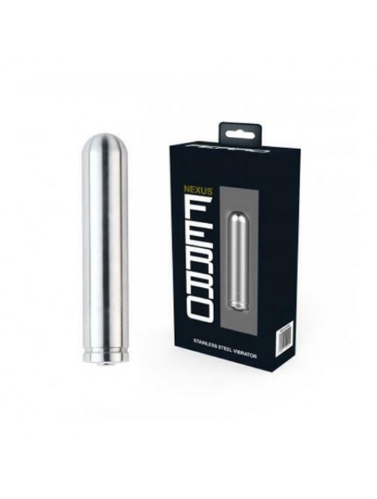 Серебристая стальная вибропуля Ferro - 7,2 см. - Nexus Range