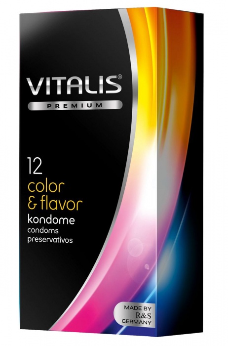 Цветные ароматизированные презервативы VITALIS PREMIUM color   flavor - 12 шт. - Vitalis - купить с доставкой в Химках