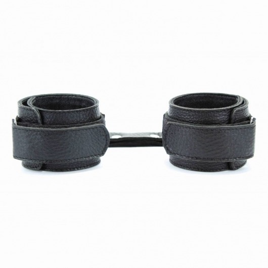 Чёрные кожаные наручники - БДСМ Арсенал - купить с доставкой в Химках