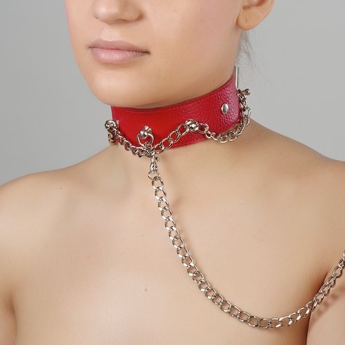 Красный ошейник из натуральной кожи - Sitabella - купить с доставкой в Химках