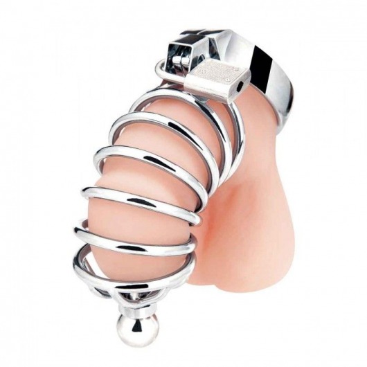 Серебристая клетка для члена Urethral Play Cage - BlueLine - купить с доставкой в Химках