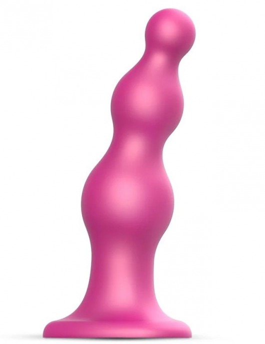 Розовая насадка Strap-On-Me Dildo Plug Beads size S - Strap-on-me - купить с доставкой в Химках