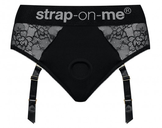 Черные трусики для насадок Diva Lingerie Harness - size L - Strap-on-me - купить с доставкой в Химках