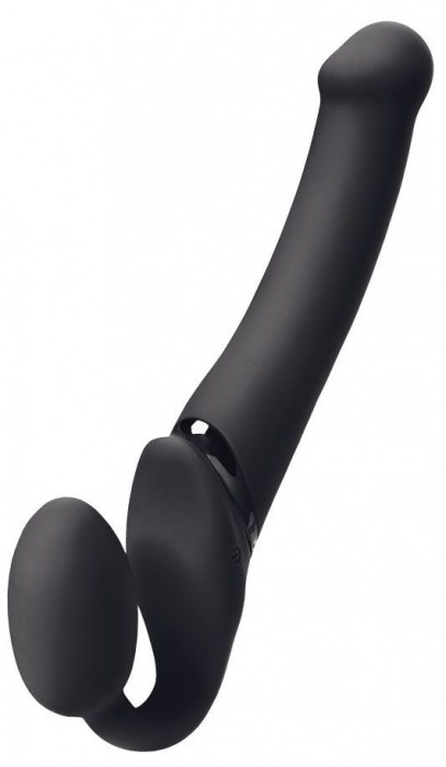 Черный безремневой вибрострапон Silicone Bendable Strap-On - size XL - Strap-on-me - купить с доставкой в Химках