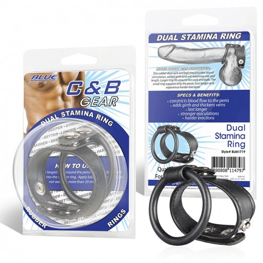Двойное кольцо выносливости на пенис DUAL STAMINA RING - BlueLine - в Химках купить с доставкой