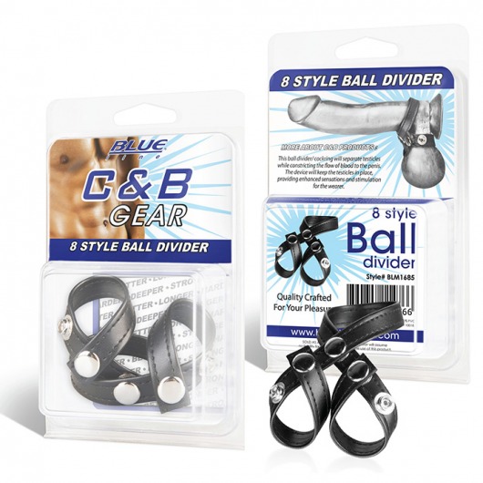 Разделитель мошонки из искусственной кожи на клепках 8 STYLE BALL DIVIDER - BlueLine - купить с доставкой в Химках