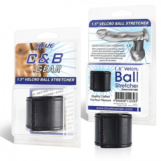 Хомут-утяжка для мошонки из искусственной кожи на липучке VELCRO BALL STRETCHER- 4 см. - BlueLine - в Химках купить с доставкой