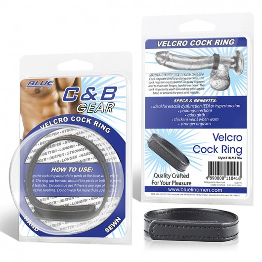 Кольцо на пенис из искусственной кожи на липучке VELCRO COCK RING - 5 см. - BlueLine - в Химках купить с доставкой