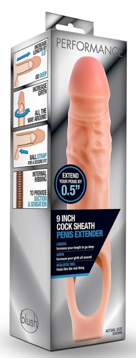 Телесная насадка на пенис 9 Inch Cock Sheath Extender - 22,2 см. - Blush Novelties - в Химках купить с доставкой