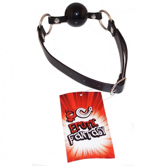Силиконовый черный кляп-шарик на ремне Black Ballgag - Erotic Fantasy - купить с доставкой в Химках